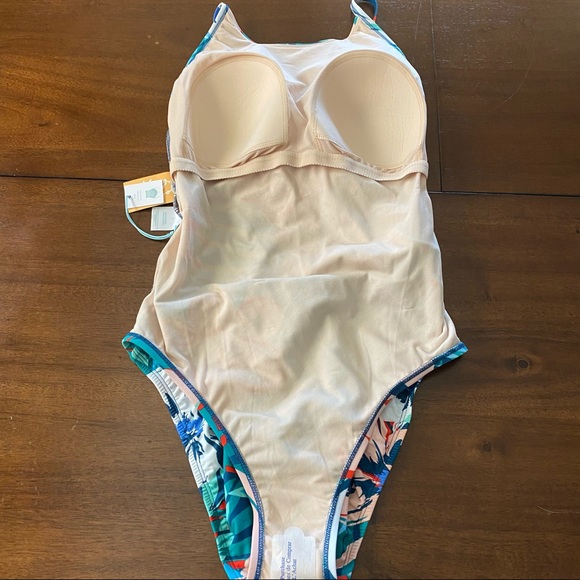 High Neck High Coverage One Piece Swimsuit Floral - Picture 7 of 9